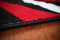 Abstract Swirls Black Red Soft Area Rugs