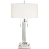Cadence Glass Column Table Lamp with Square White Marble Riser