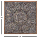 Sunflower 39" Square Sunburst Metal Framed Wall Art