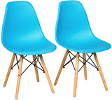 Giantex DSW Dining Chair, Pre Assembled Mid Century Style Wood Dining Chairs, Modern DSW Chair, Shell Lounge Plastic Side Chair for Kitchen, Dining, Bedroom, Living Room, Set of 4, White