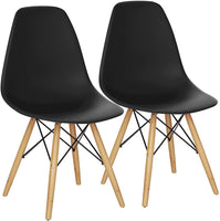Giantex DSW Dining Chair, Pre Assembled Mid Century Style Wood Dining Chairs, Modern DSW Chair, Shell Lounge Plastic Side Chair for Kitchen, Dining, Bedroom, Living Room, Set of 4, White