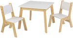 Wooden Modern Table & 2 Chair Set, Children's Furniture, White & Natural