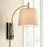 Chester Antique Brass and Black Swing Arm Plug-In Wall Lamp