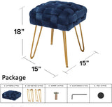 Home Faux Fur Ottoman Bench Living Room Square Sofa Stool