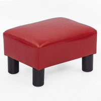 Ottoman Footrest Stool Small PU Leather Square Footstool