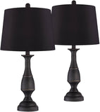Table Lamps Metal Linen Drum Shade - Set of 2