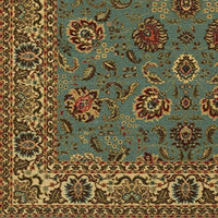 Oriental Sage Green/Aqua Blue Runner Soft Area Rug, Non-Skid