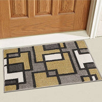 Modern Geometric Golden Yellow Gray Comfy Hand Carved Area Rugs