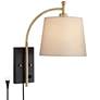 Chester Antique Brass and Black Swing Arm Plug-In Wall Lamp