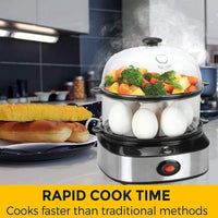 2 in 1 Electric Rapid Stainless 14 Egg Cooker/Steamer Auto Shut Off