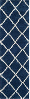 Diamond Trellis Navy/Ivory Soft Plush Shag Area Rug 2-inch Thick