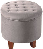 Pop by Kinfine Fabric Upholstered Round Storage Ottoman - Velvet Button Tufted Ottoman with Removable Lid, Burgundy