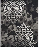 Black/Silver Floral Damask Soft Area Rug