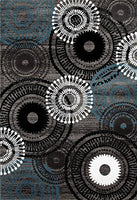 Contemporary Circles Gray/Grey Blue White Black Area Rug