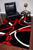 Abstract Swirls Black Red Soft Area Rugs