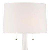 Natalia White Ceramic Table Lamp with Round White Marble Riser