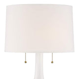 Natalia White Ceramic Table Lamp with Round White Marble Riser