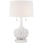 Natalia White Ceramic Table Lamp with Round White Marble Riser