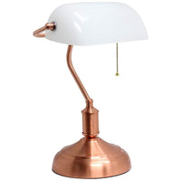 Simple Designs Executive Rose Gold Iron Banker's Desk Lamp