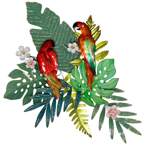 Anya Tropical Duo Birds 32" Wide Metal Wall Art