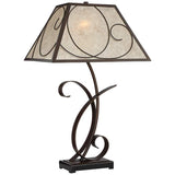 Teri Scroll Brown Table Lamp with Light Mica Shade