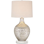 Waylon Mercury Glass Table Lamp with Round White Marble Riser