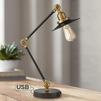 Taurus Black and Gold Adjustable Desk Lamp with USB Port