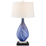 Taylor Blue Table Lamp with Square Black Marble Riser