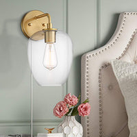 Possini Euro Posey Gold and Glass Plug-In Wall Light