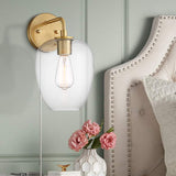 Possini Euro Posey Gold and Glass Plug-In Wall Light