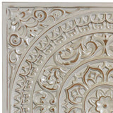 Lara Antique Gray 23" Square Wood Mandala Plaque Wall Art