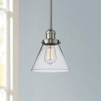Large Cone 8"W Brushed Satin Nickel Swiveling Mini Pendant