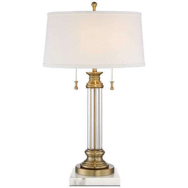 Rolland Column Table Lamp with Square White Marble Riser