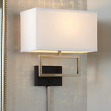 Possini Euro Trixie Brushed Nickel Rectangle Plug-In Wall Lamp