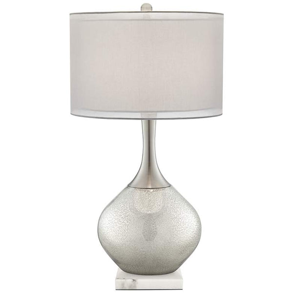 Swift Mercury Glass Table Lamp with Square White Marble Riser