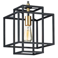 Maxim Liner 9 3/4" Wide Black and Satin Brass Geometric Mini Pendant