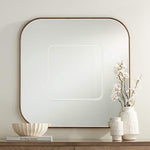 Sapp Matte Brushed Gold 32" Square with Center Wall Mirror