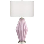 Diamond Fluted Modern Painted Lilac Glass Table Lamp