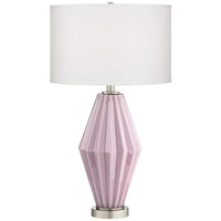 Diamond Fluted Modern Painted Lilac Glass Table Lamp