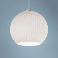 Cleo 12 1/2" Wide Frosted White Ribbed Glass Pendant Light