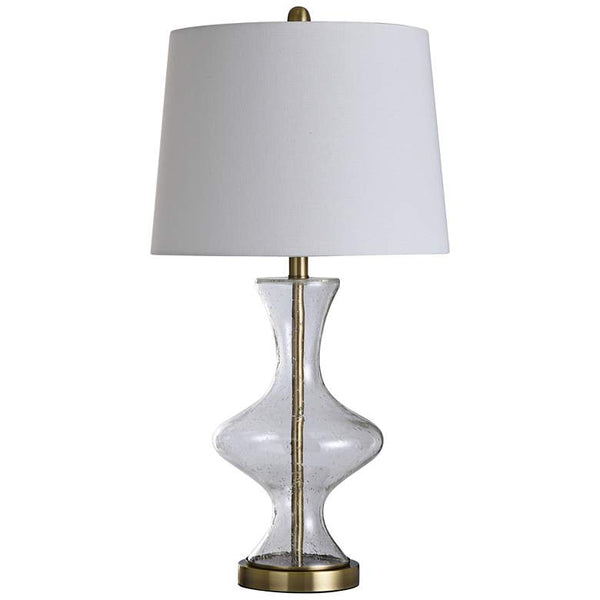 Melissandra Clear Seeded Glass and Brass Modern Table Lamp