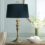 Opaque Black Burnished Brass Table Lamp