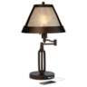 Samuel Mica Shade Mission Plug-In Swing Arm Wall Lamp with Cord Cover