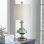 Reiner Brushed Nickel and Blue-Green Glass Table Lamp