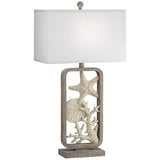 White Sands Gray Washed Starfish and Sand Dollar Table Lamp