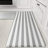 2 PCS, Waterproof & Non-Slip Kitchen Rugs, Anti-Fatigue Mats for Kitchen Floors, Offices & Laundries, Durable Resilient Kitchen Rug Set, Area Rug Sets (Gray Stripe)