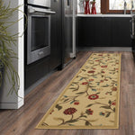 Garden Design Modern Skid (Non-Slip) Beige Floral Area Rug