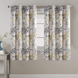 Linen Blackout Curtains 63 Inches Burlap Effect Linen Curtain Draperies for Grey Floral Printing Grommet 2 Panel