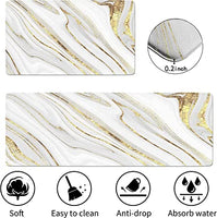White Gold Yellow Marble Set of 2 Anti Fatigue Kitchen Rugs Mat Non-Skid Washable