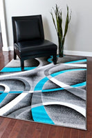Abstract Swirls Turquoise Soft Area Rugs